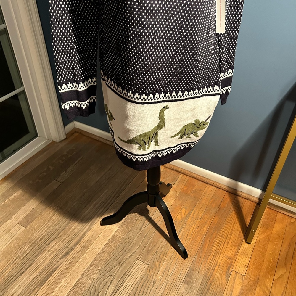 Modcloth Black and Green Dinosaur Sweater Dress - Picture 5 of 7
